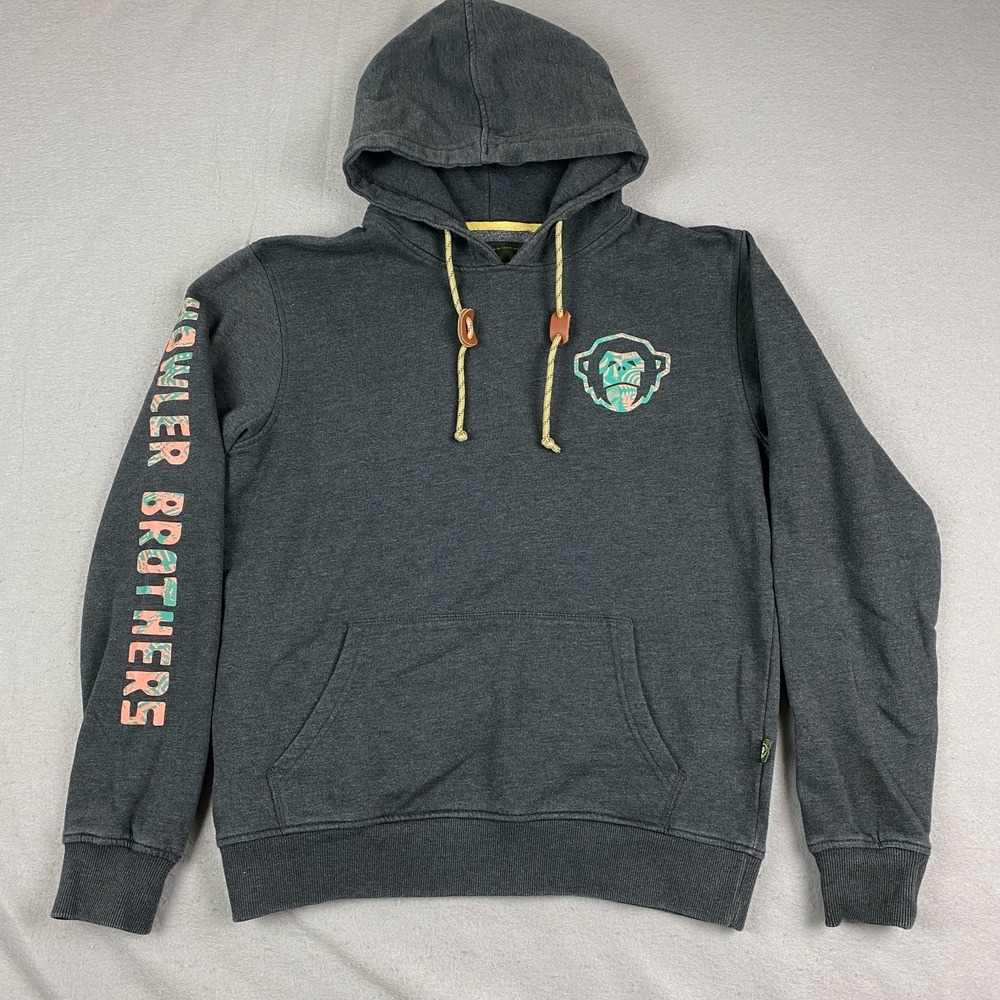 Howler Bros select Hoodie Mens Medium gray Full Zip solid spellout Jacket
